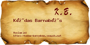 Kádas Barnabás névjegykártya