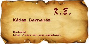 Kádas Barnabás névjegykártya
